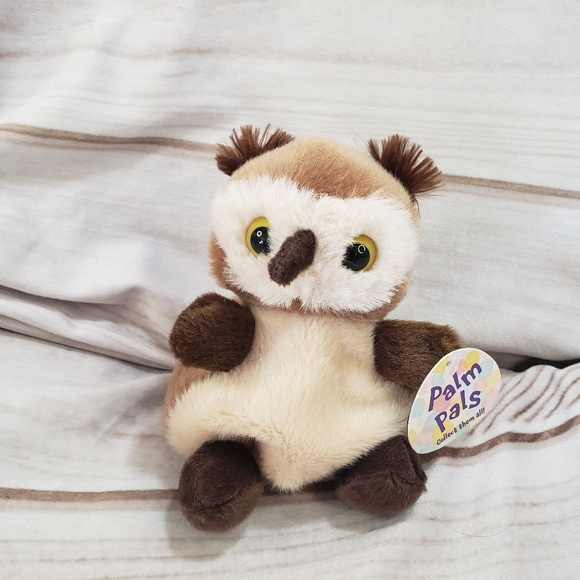 Aurora Palm Pals Barnie Brown Owl Beanbag Plush Toy With Tags 5 Inch 2022 - Picture 1 of 10